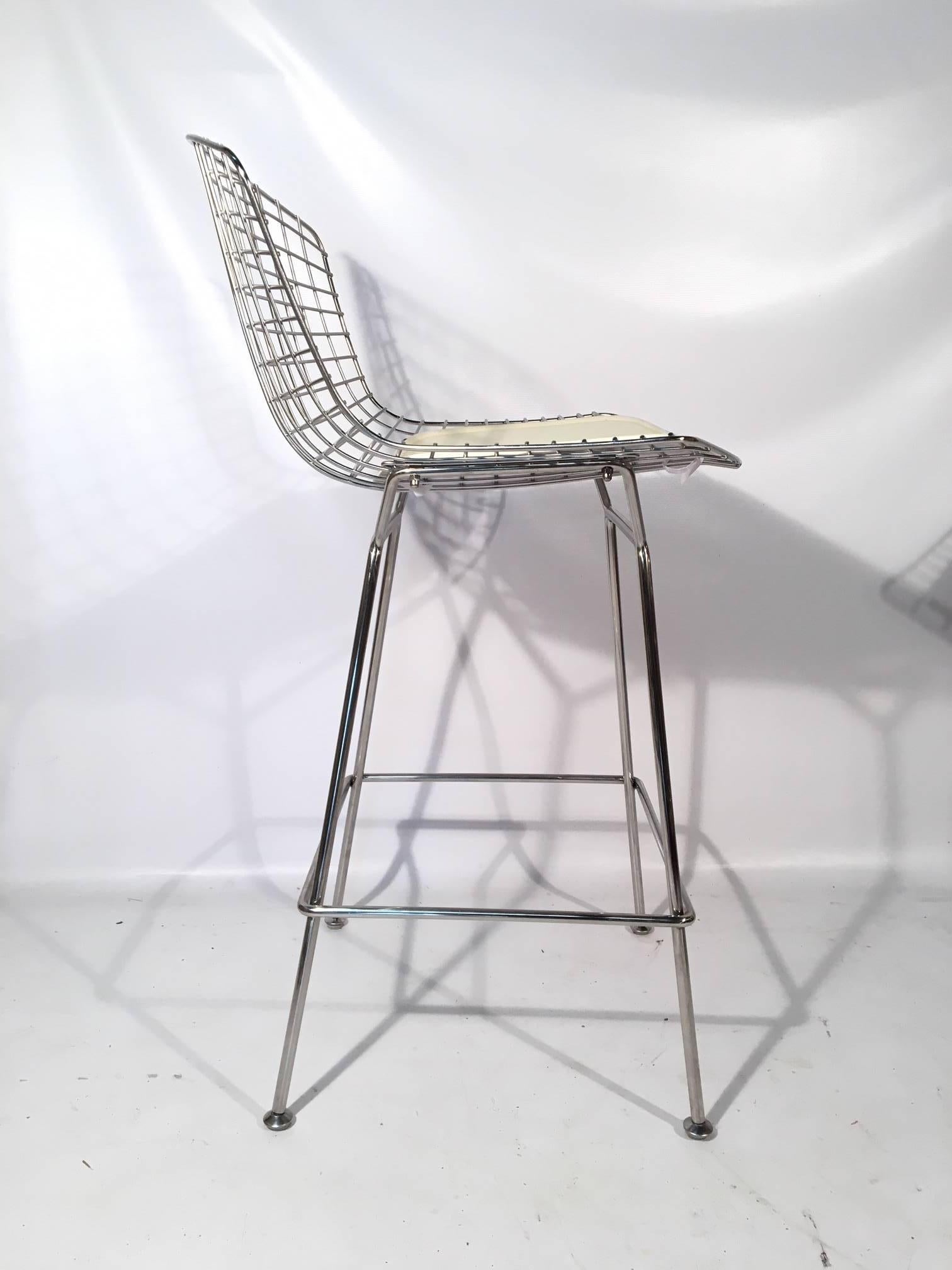 American Harry Bertoia for Knoll Chrome Wire Bar Stools, Set of Five
