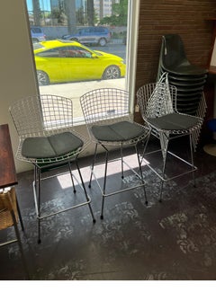 Harry Bertoia for Knoll Counter Height Bar Stools Mid-Century Modern Set of 3