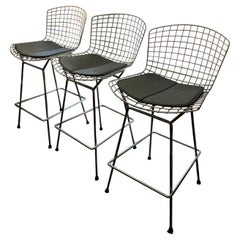 Harry Bertoia for Knoll Counter Height Bar Stools Mid-Century Modern Set of 3