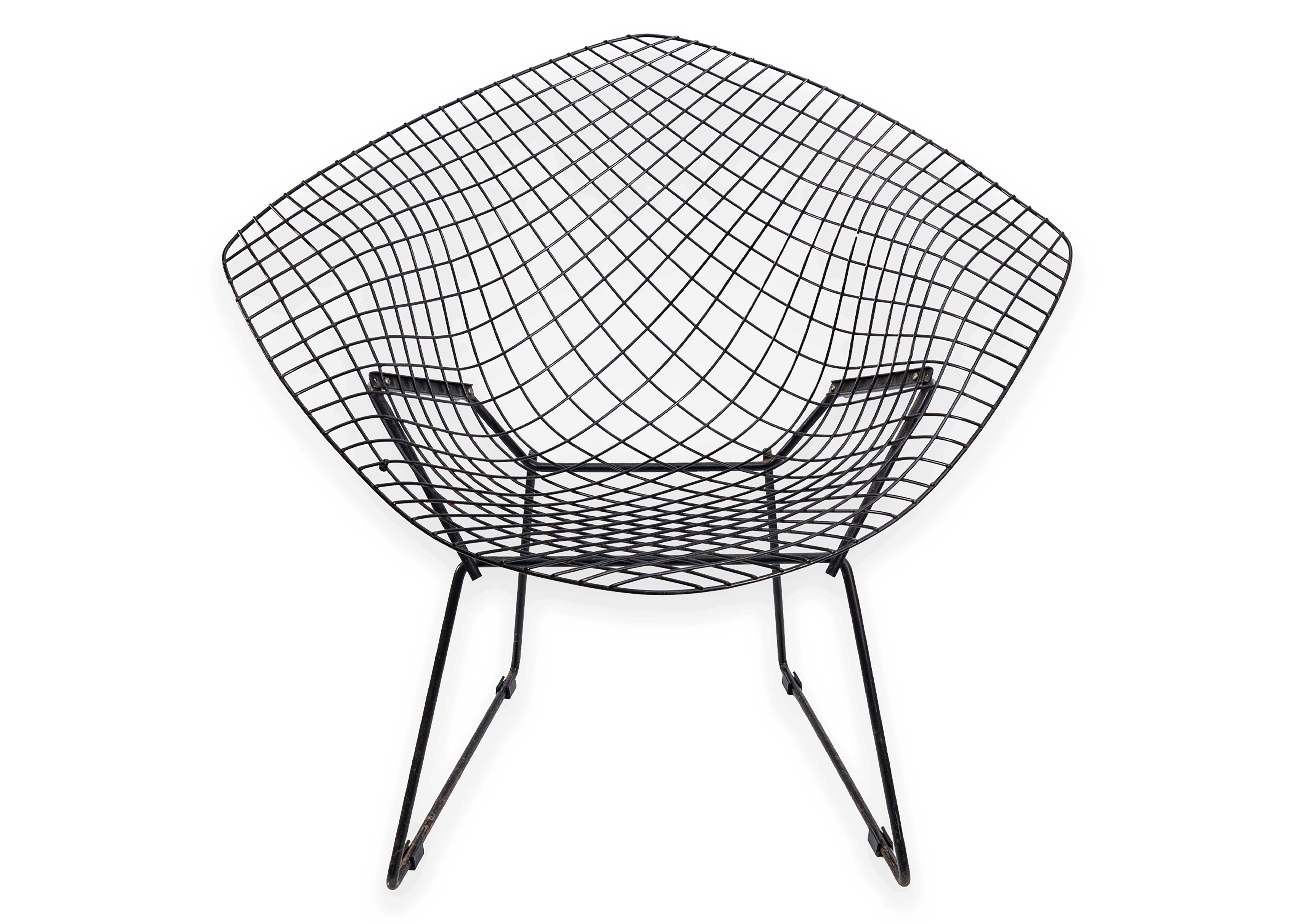 Harry Bertoia for Knoll Diamond Black Wireframe Accent Chair Mid Century Modern For Sale 2