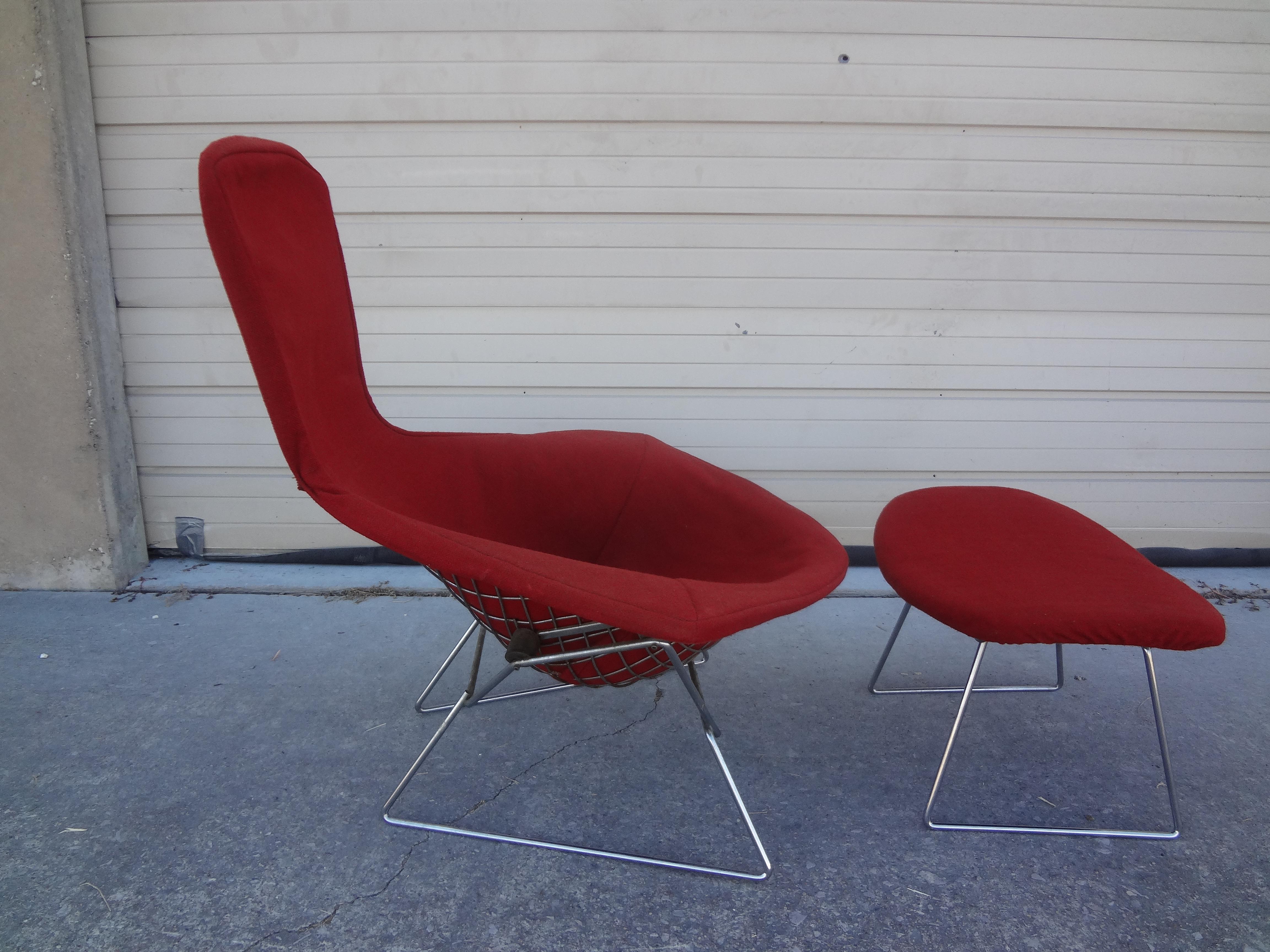 Harry Bertoia for Knoll International Bird Chair and Ottoman For Sale 10