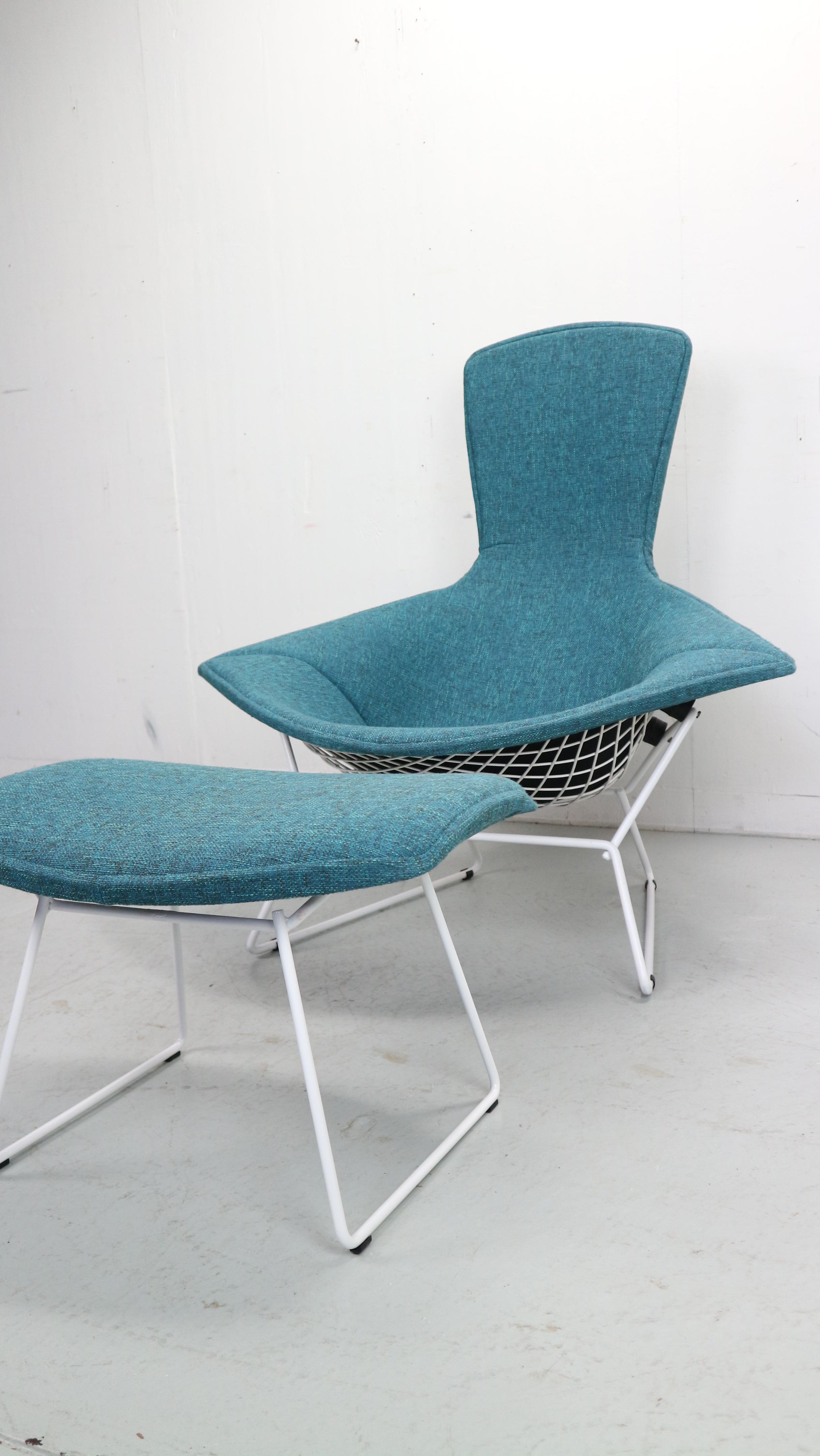 American Harry Bertoia for Knoll International Bird Chair and Ottoman For Sale