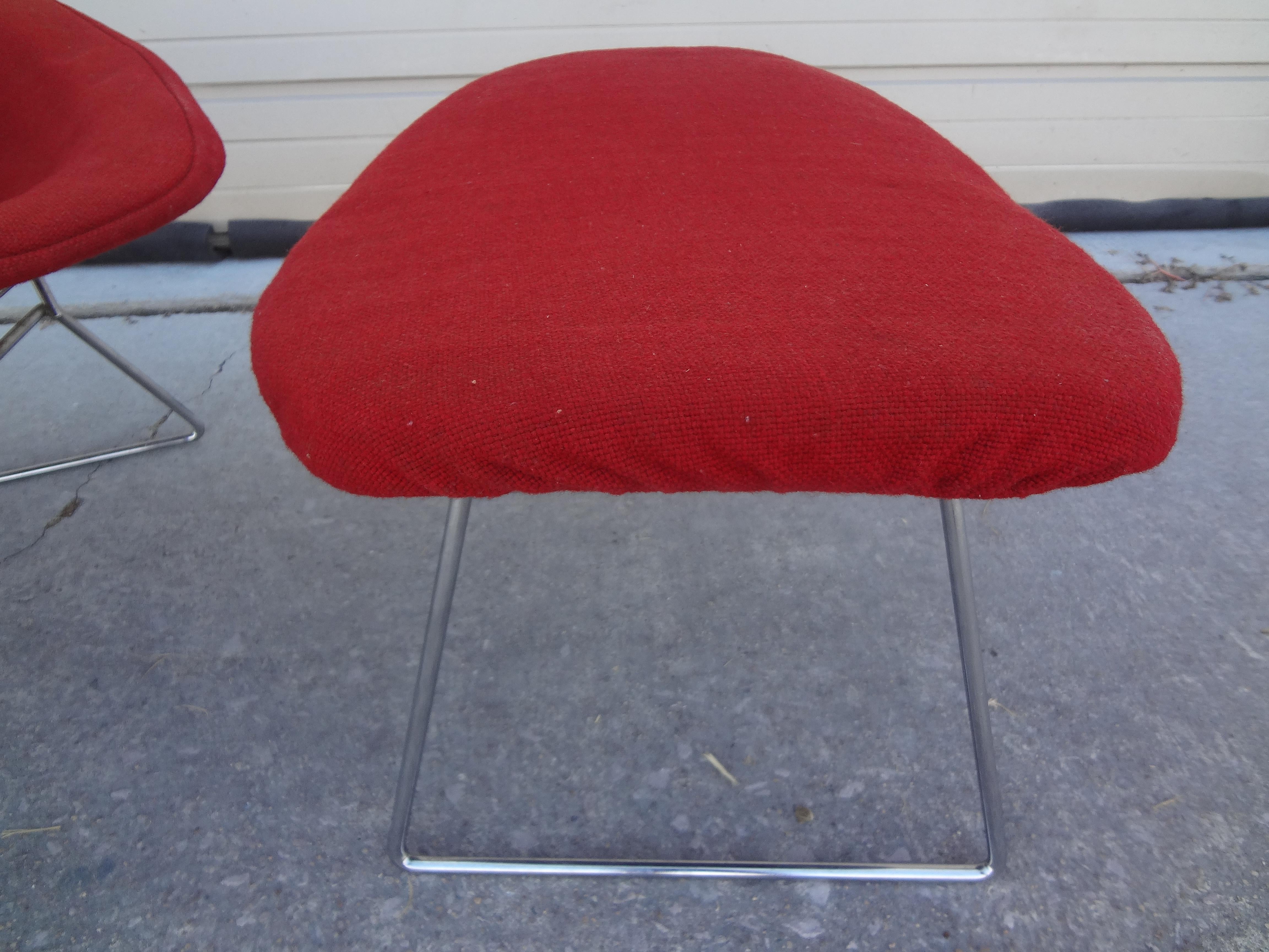 Italian Harry Bertoia for Knoll International Bird Chair and Ottoman For Sale