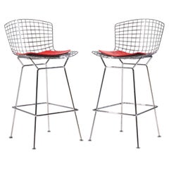 Harry Bertoia for Knoll Mid Century Chrome Bar Stools - Pair