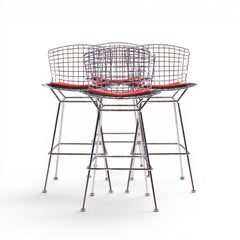 Harry Bertoia for Knoll Mid Century Chrome Bar Stools - Set of 4