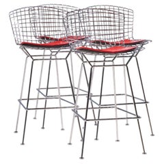 Harry Bertoia for Knoll Mid Century Chrome Bar Stools - Set of 4