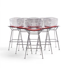 Harry Bertoia for Knoll Mid Century Chrome Bar Stools - Set of 6