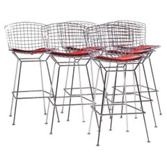 Harry Bertoia for Knoll Mid Century Chrome Bar Stools - Set of 6