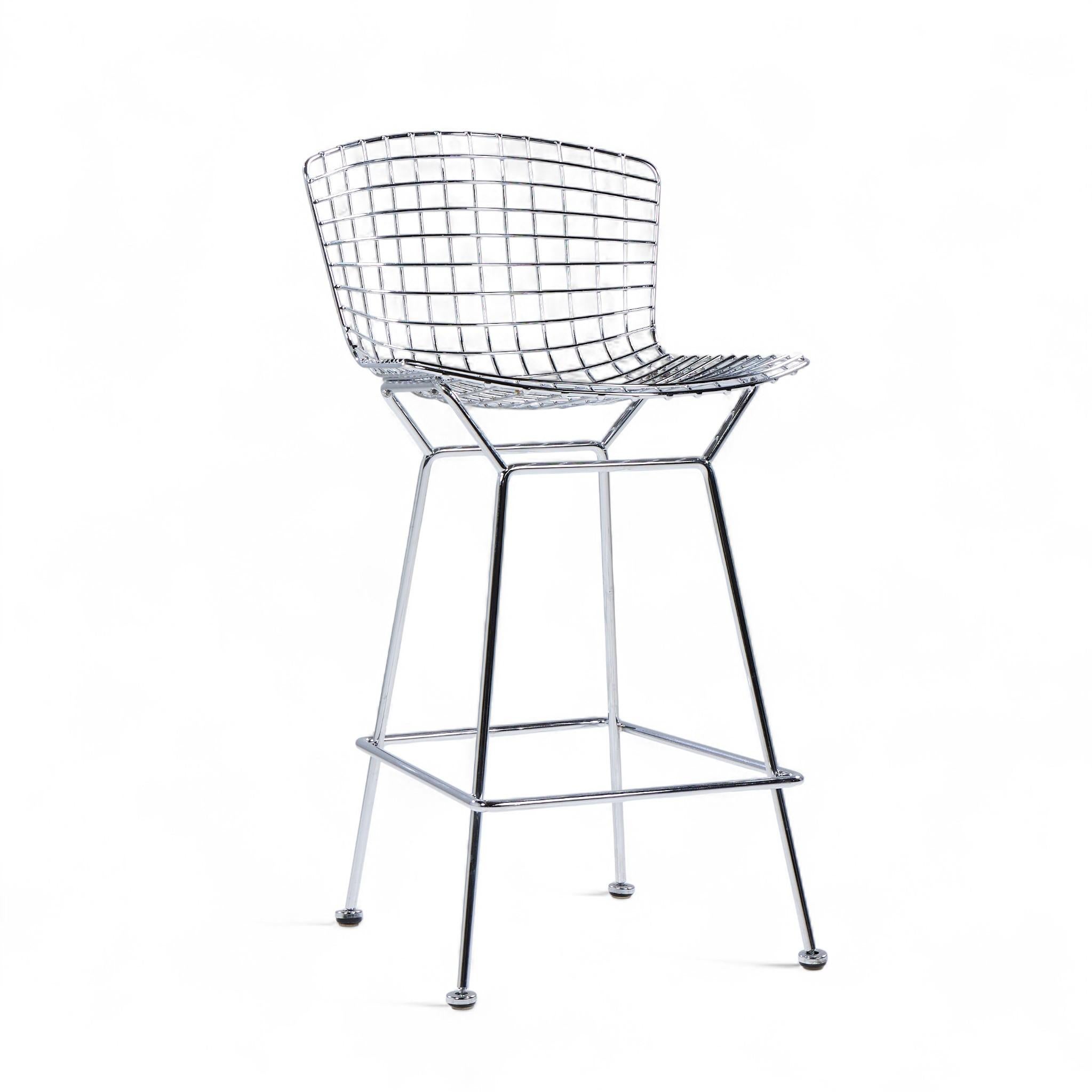 Américain Harry Bertoia for Knoll Mid Century Chrome Counter Stools - Pair en vente