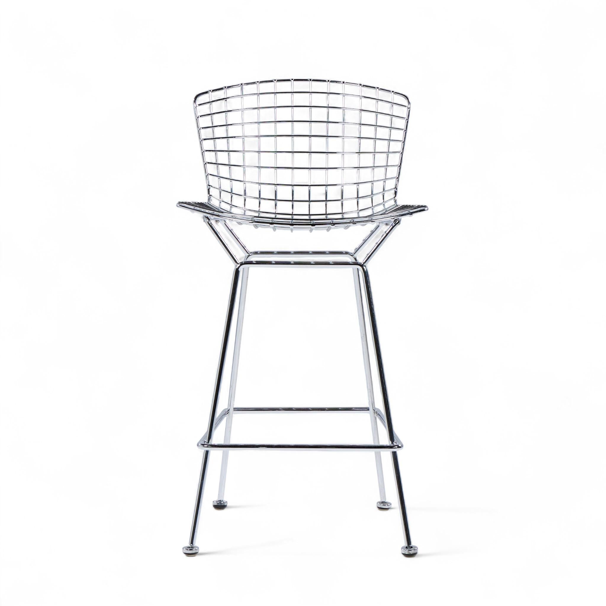 Harry Bertoia for Knoll Mid Century Chrome Counter Stools - Pair Bon état - En vente à Franklin Park, IL