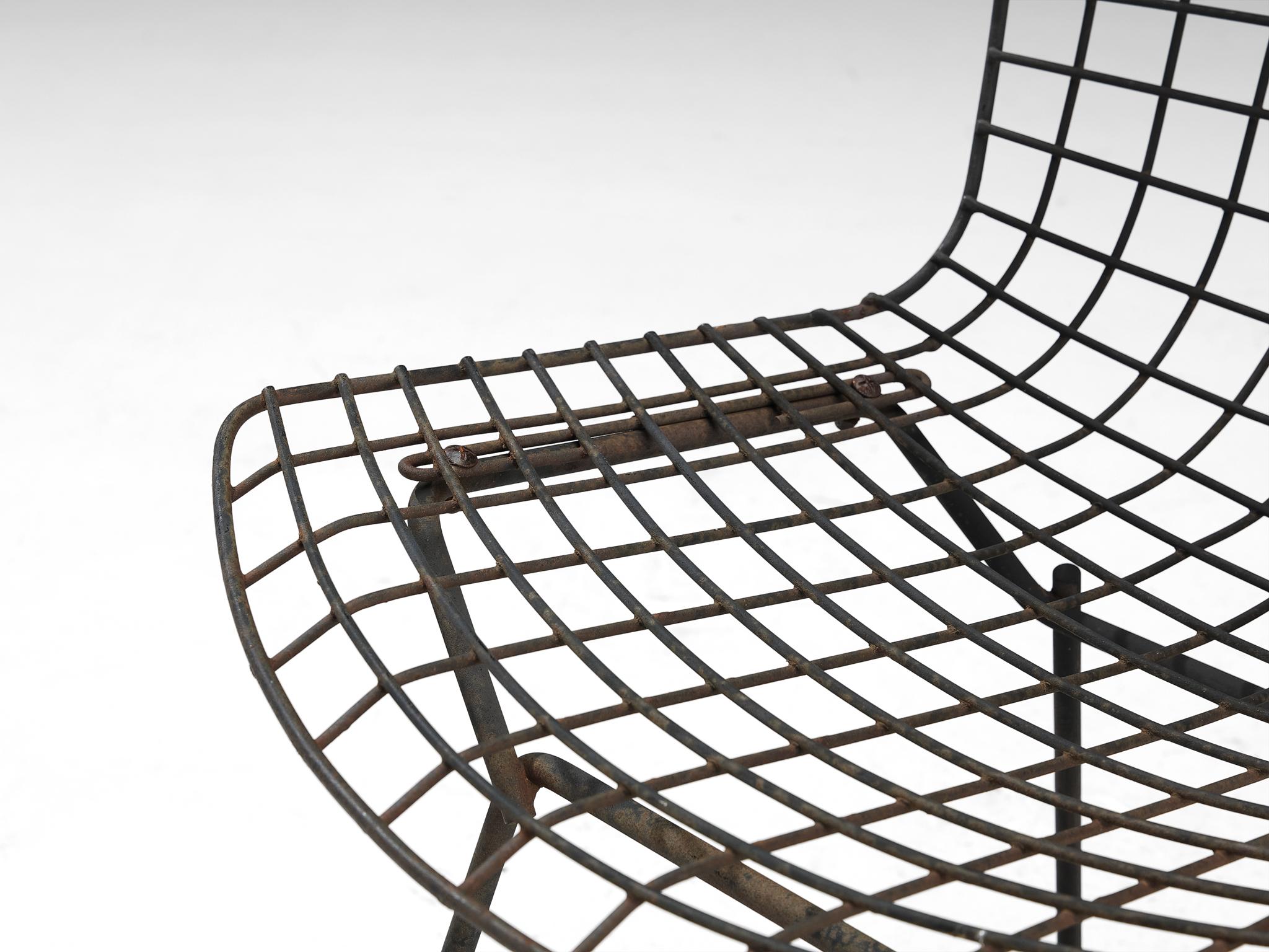 Mid-Century Modern Harry Bertoia for Knoll Outdoor 'Side Chair' in Black Coated Steel For Sale