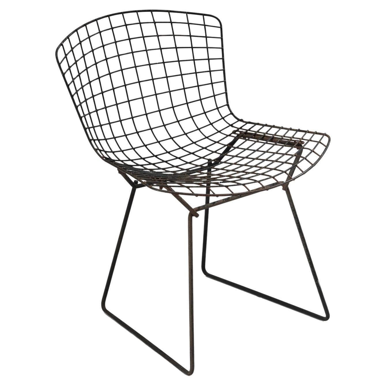 Harry Bertoia für Knoll: Beistellstuhl „Side Chair“ aus schwarz beschichtetem Stahl