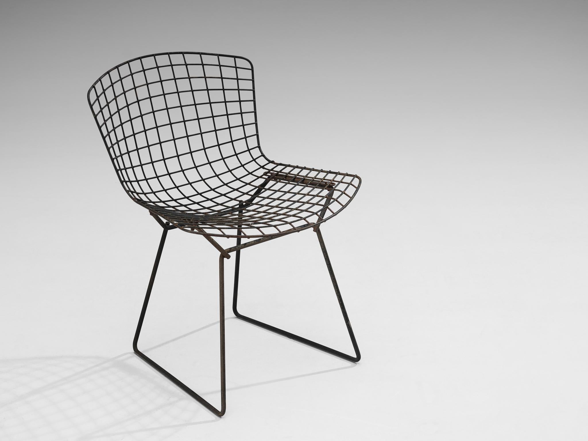Harry Bertoia for Knoll Pair of Outdoor 'Side Chairs' in Black Coated Steel For Sale 3