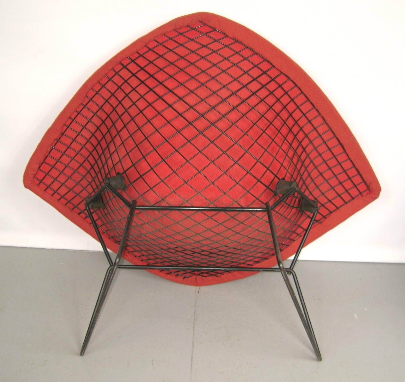 Mid-Century Modern Harry Bertoia for Knoll Red Diamond Chair, 1960s For Sale