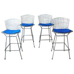 Harry Bertoia for Knoll Set of Four Mid-Century Modern Chrome Bar Stools