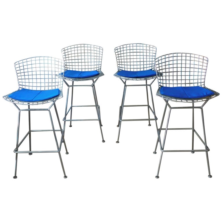 Harry Bertoia for Knoll Set of Four MidCentury Modern Chrome Bar