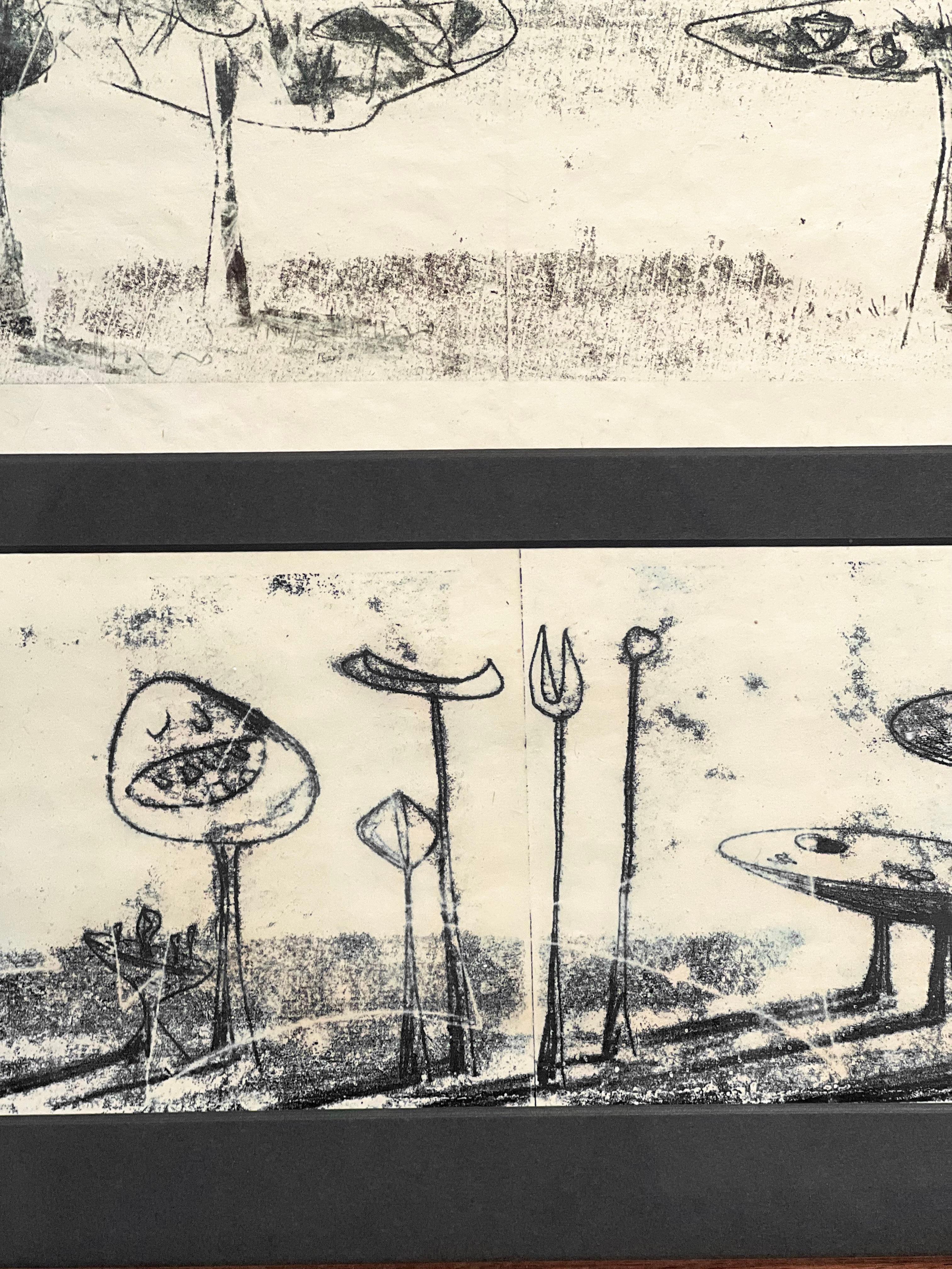 Harry Bertoia Framed Monoprint on Rice Paper, USA 1960s For Sale 5