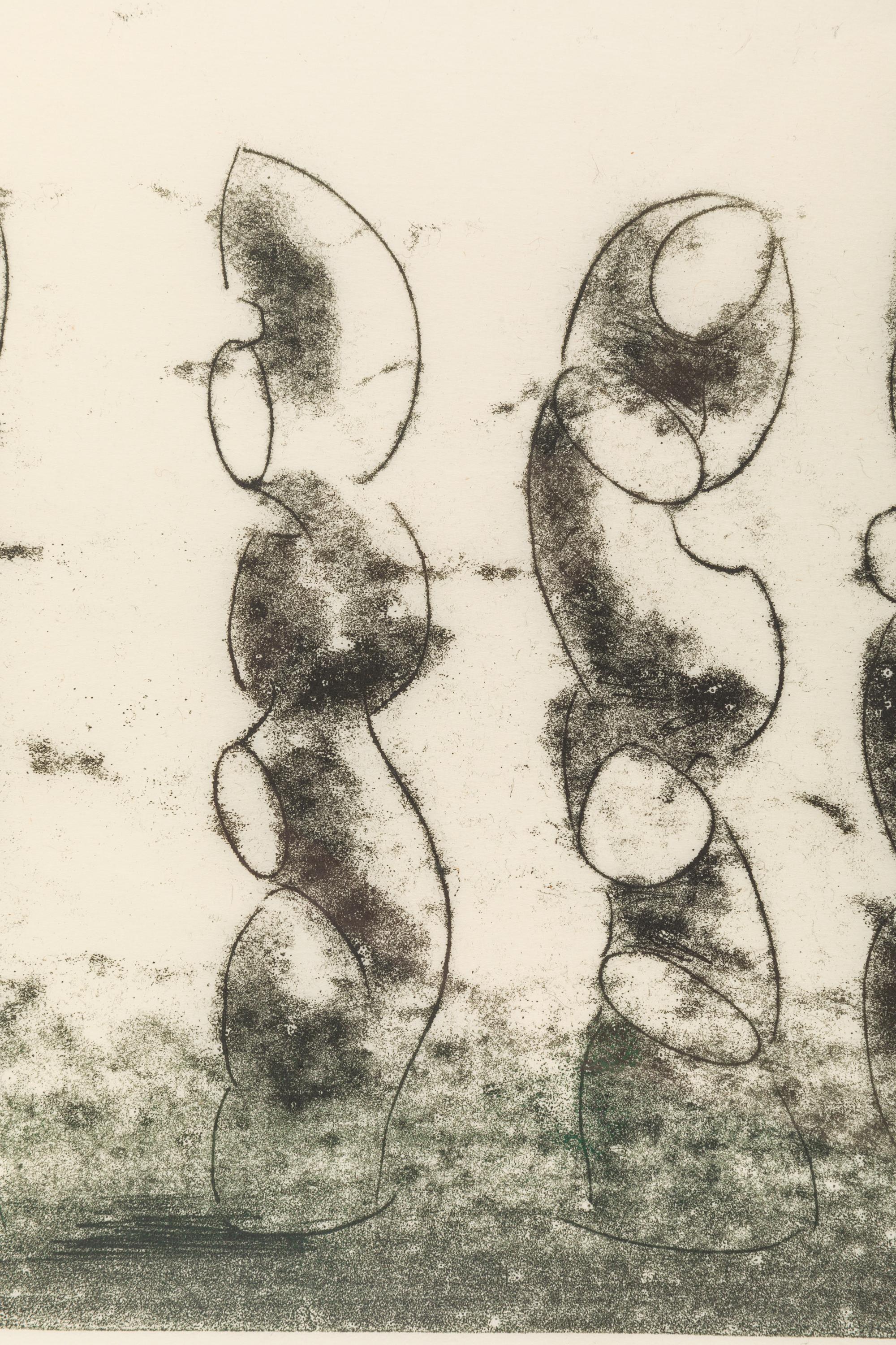 North American Harry Bertoia Framed Monoprint on Rice Paper, USA, 1960s