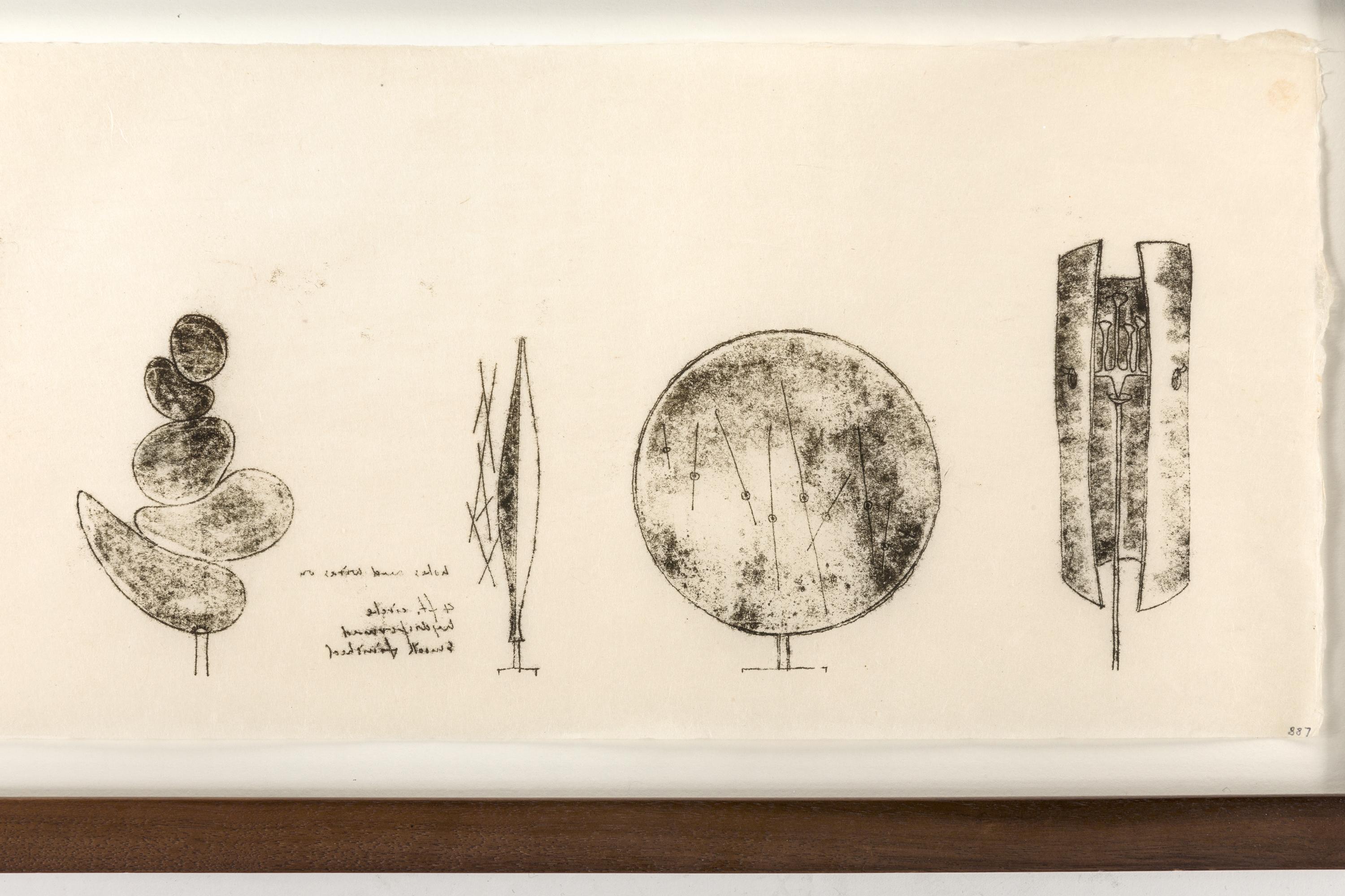 North American Harry Bertoia Framed Monoprint on Rice Paper, USA, 1960s