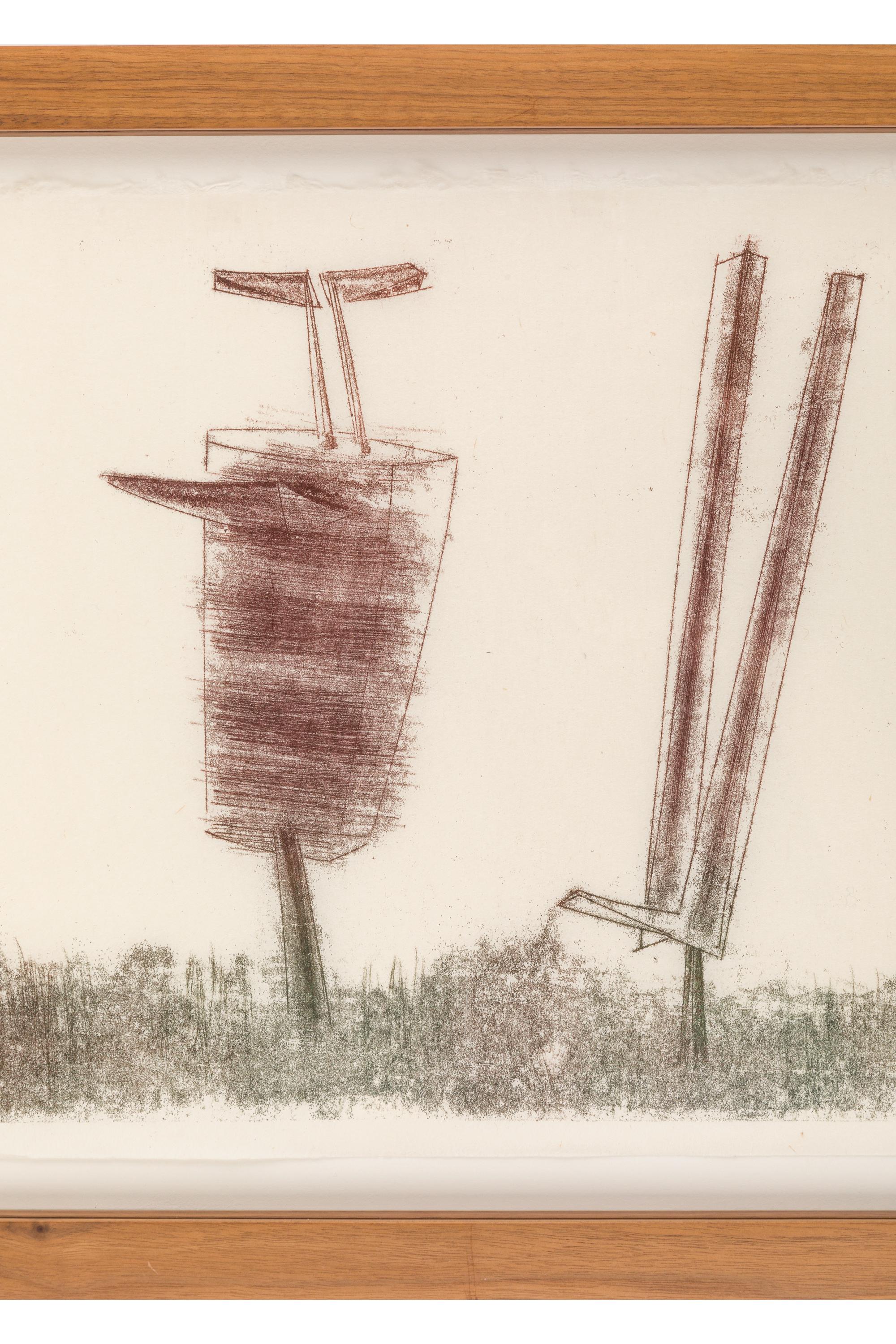Harry Bertoia Framed Monoprint on Rice Paper, USA, 1960s In Good Condition In New York, NY