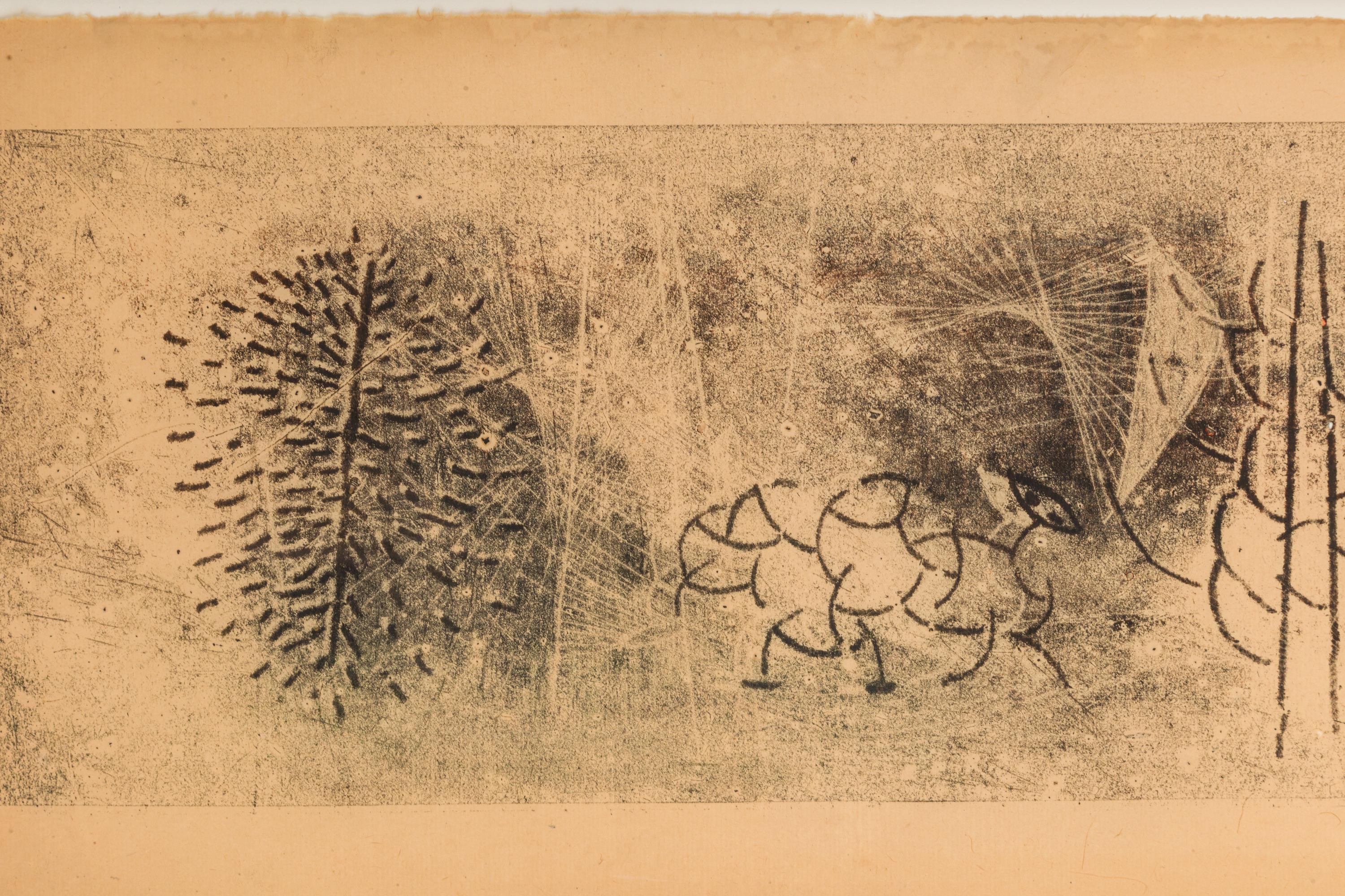 Harry Bertoia Framed Monoprint on Rice Paper, USA, 1960s In Good Condition For Sale In New York, NY