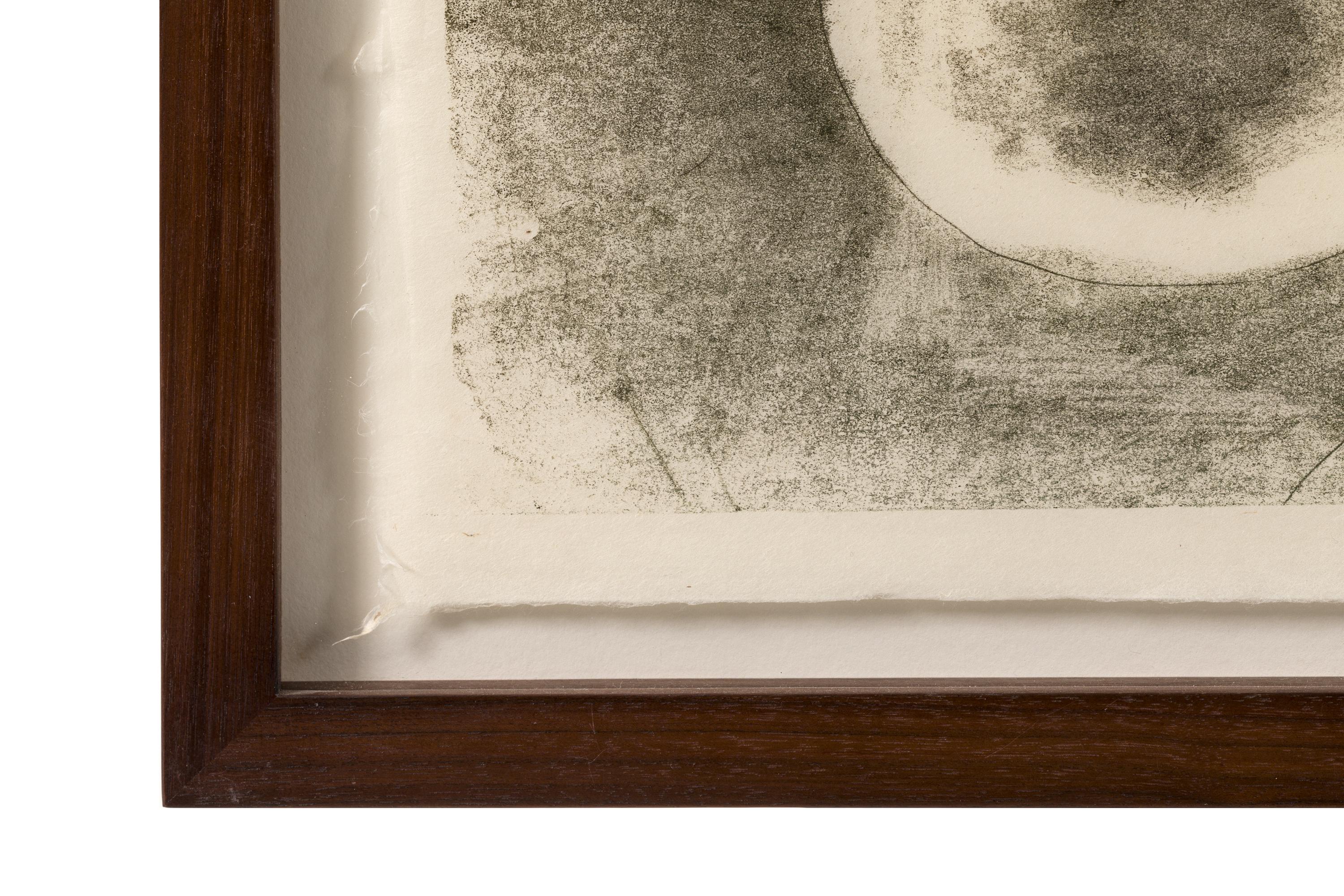 Burnished Harry Bertoia Framed Monoprint on Rice Paper, USA 1960s