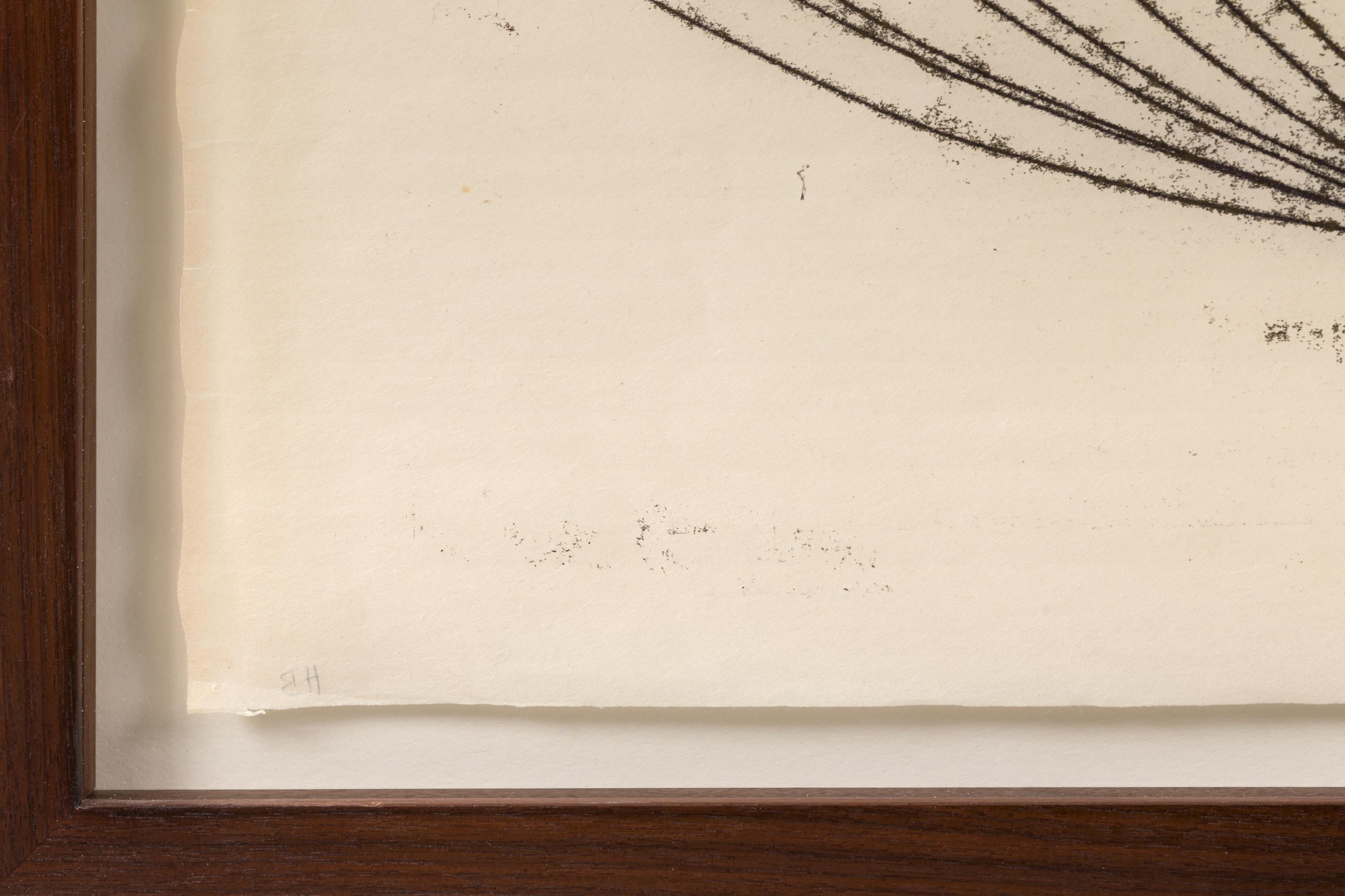 Burnished Harry Bertoia Framed Monoprint on Rice Paper, USA 1960s