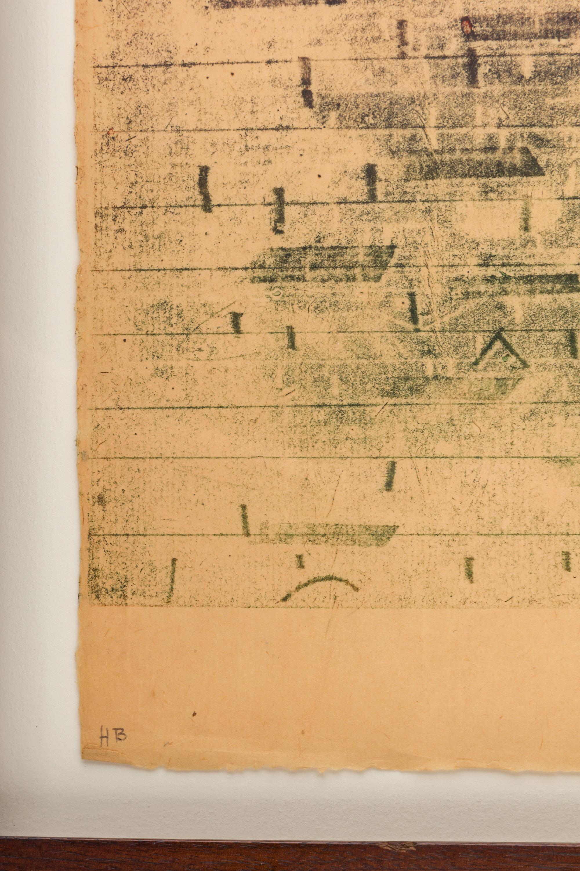 Mid-20th Century Harry Bertoia Framed Monoprint on Rice Paper, USA, 1960s