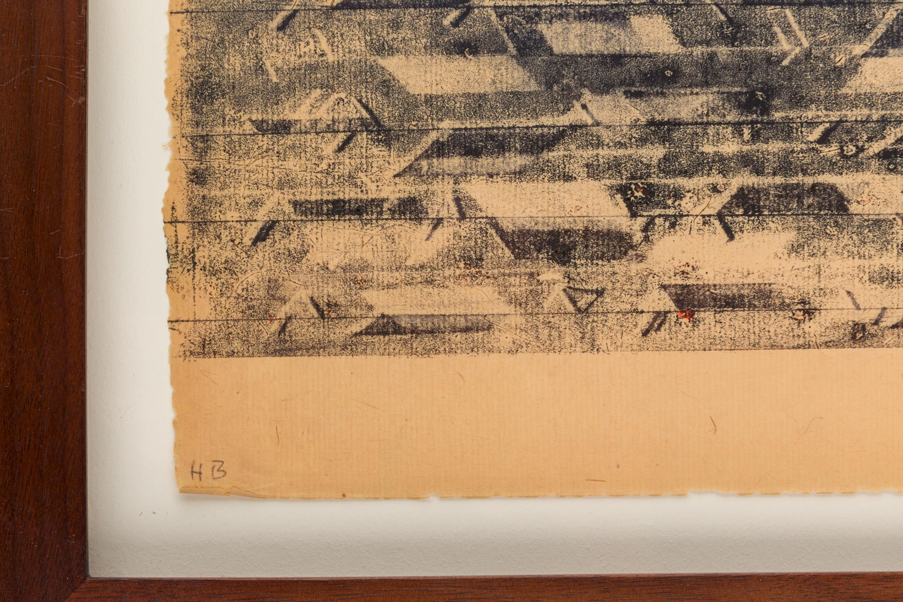 Mid-20th Century Harry Bertoia Framed Monoprint on Rice Paper, USA, 1960s