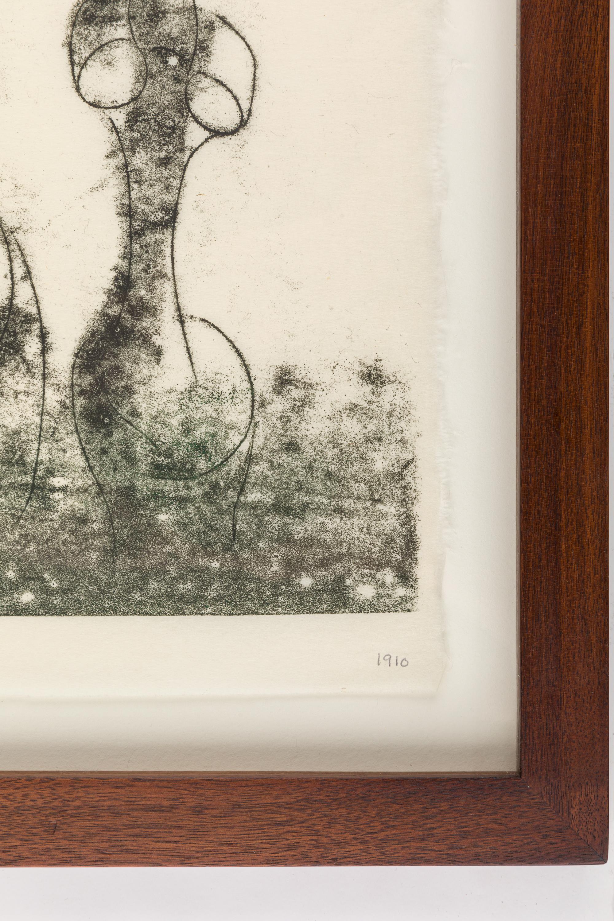 Mid-20th Century Harry Bertoia Framed Monoprint on Rice Paper, USA, 1960s
