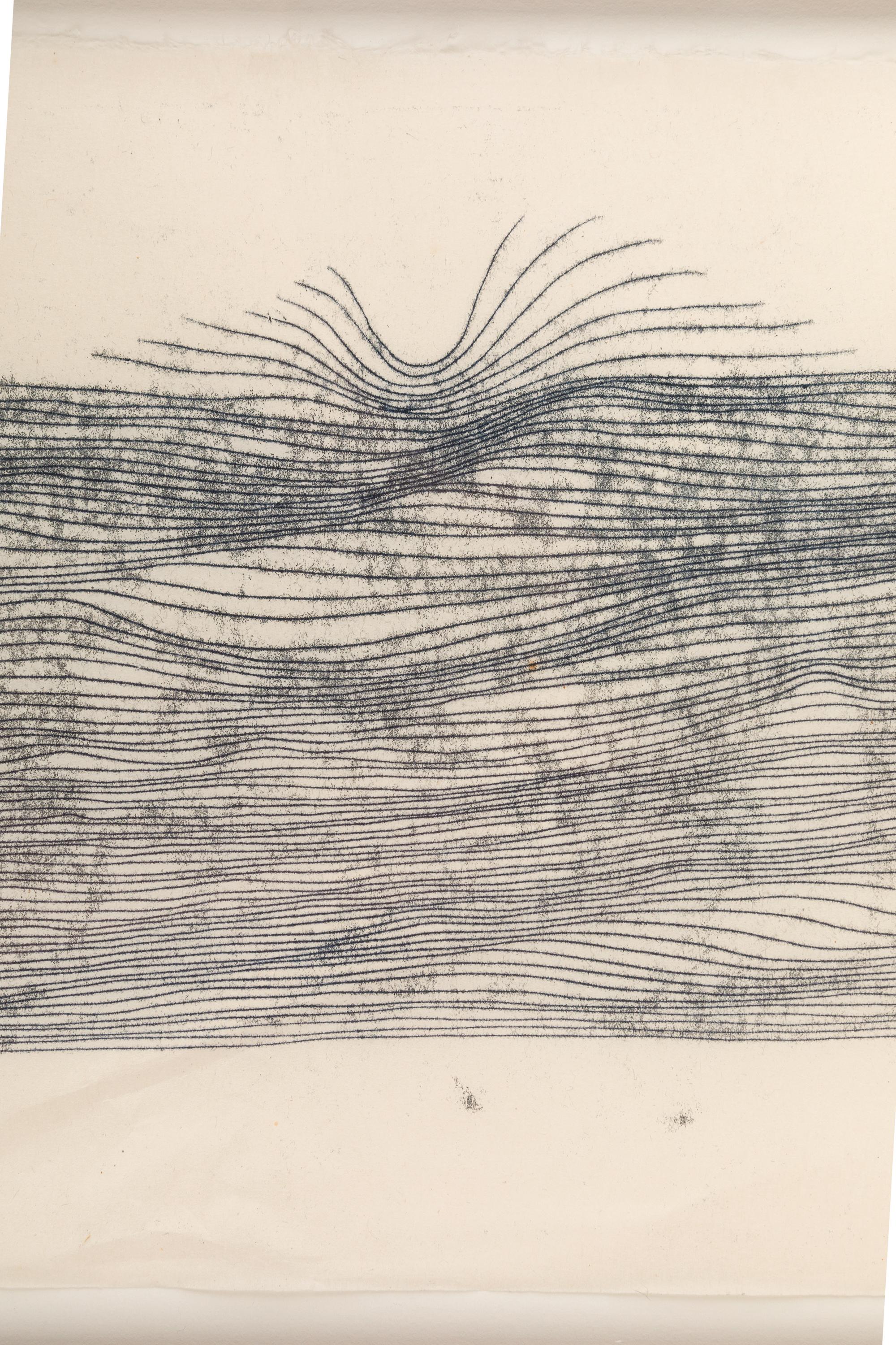 Metà XX secolo Monoprint incorniciato su carta di riso di Harry Bertoia, USA, anni '60 in vendita