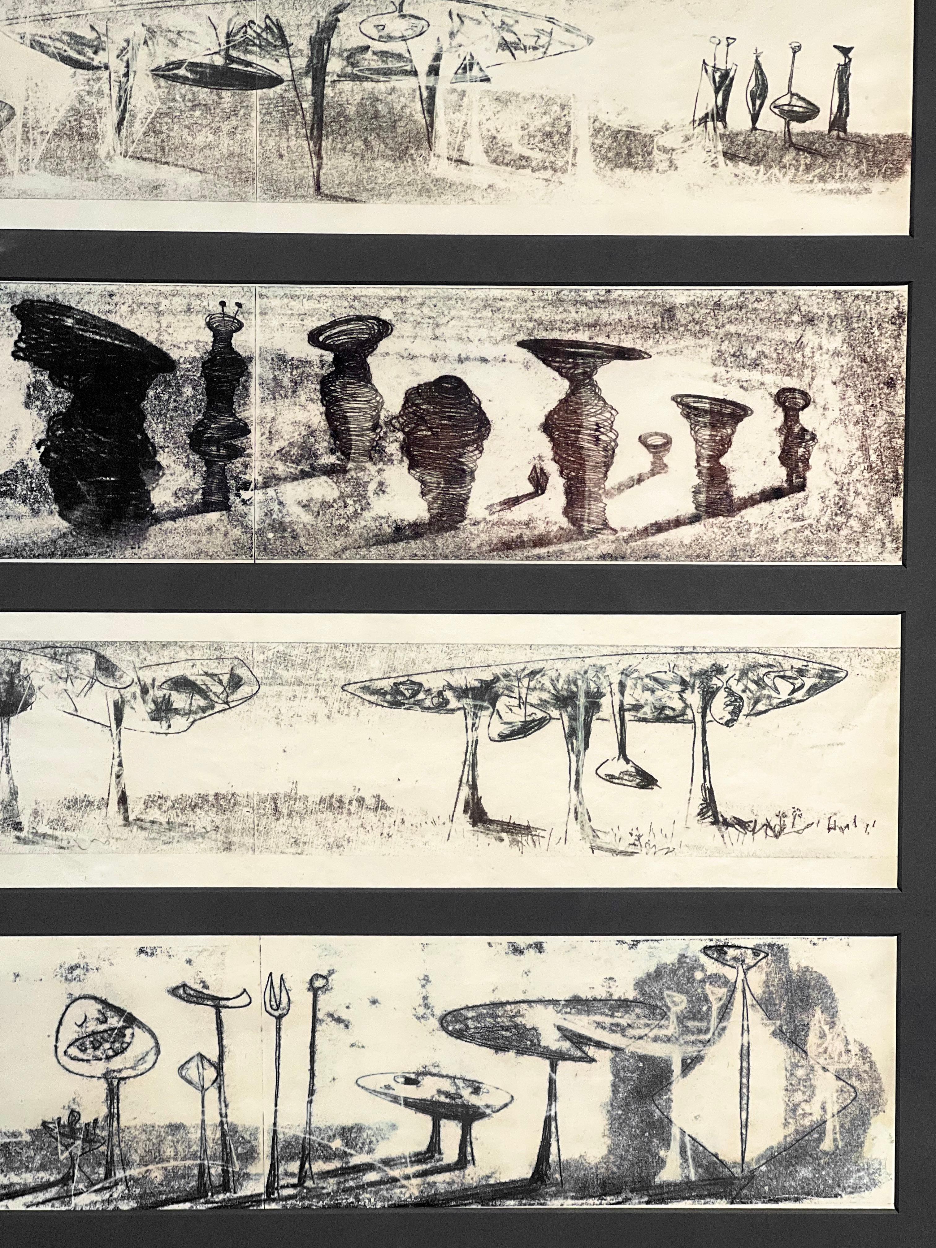 Harry Bertoia Framed Monoprint on Rice Paper, USA 1960s For Sale 1