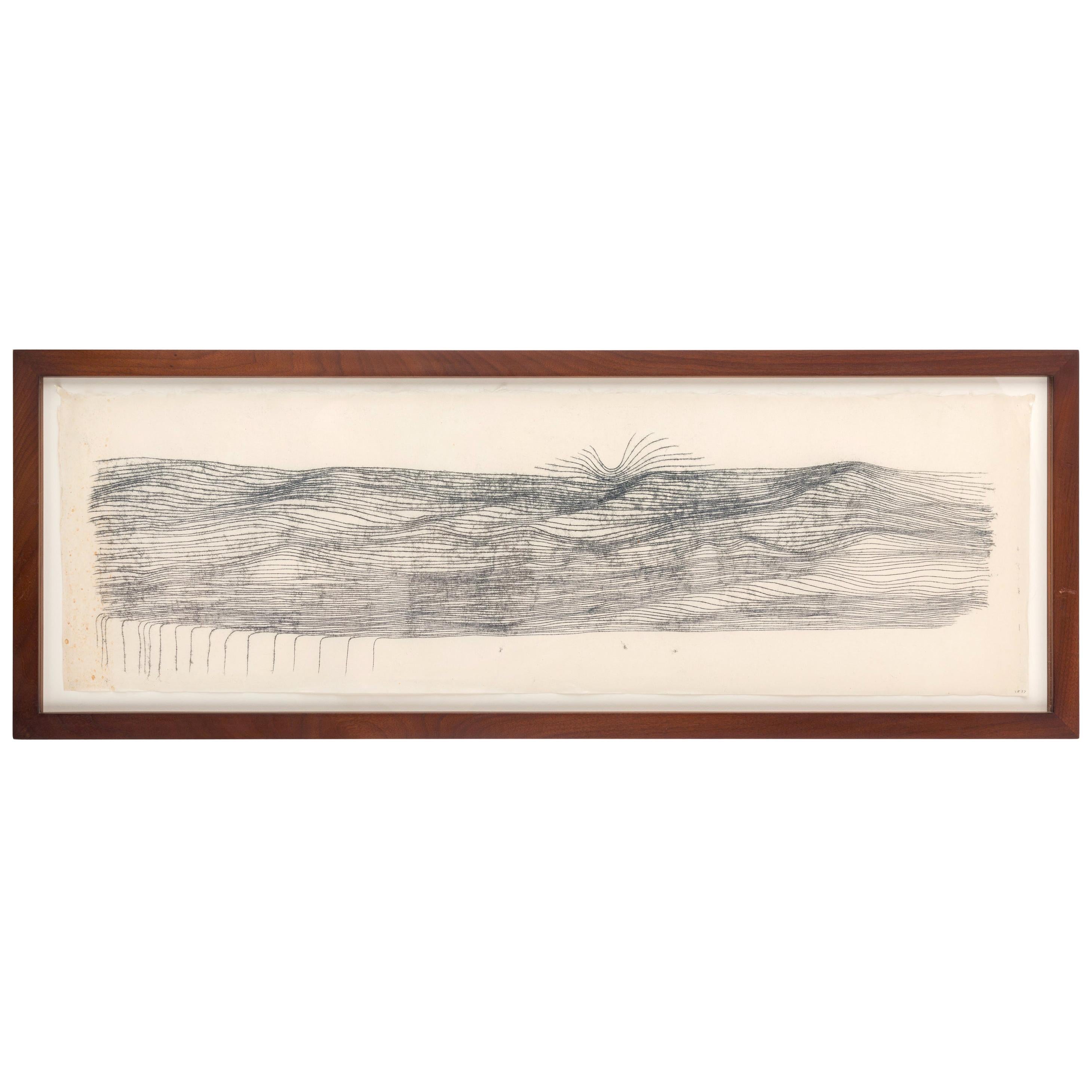 Harry Bertoia Framed Monoprint on Rice Paper, USA, 1960s For Sale