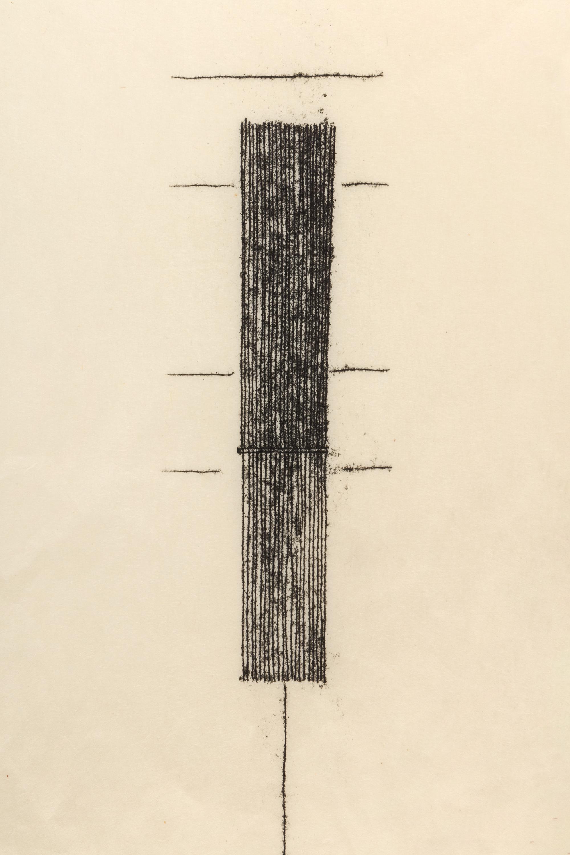 Bertoia created hundreds if not thousands of one of a kind monotypes in his career, often as working drawings for his sculpture works. He employed a variety of techniques to arrive at his unique ends, most often scribing the reverse of a paper on an