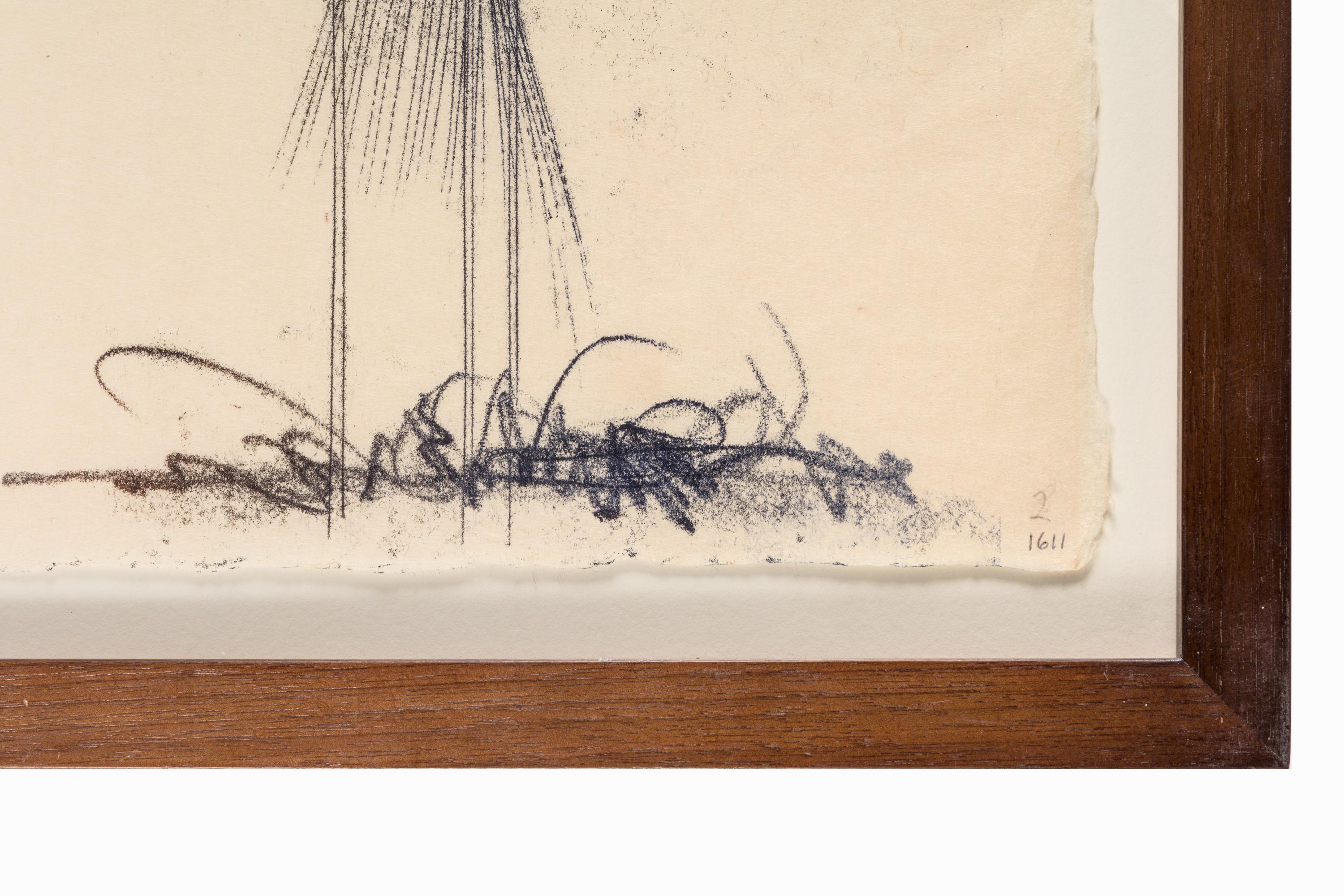 20th Century Harry Bertoia Framed Monotype on Rice Paper, USA 1960s