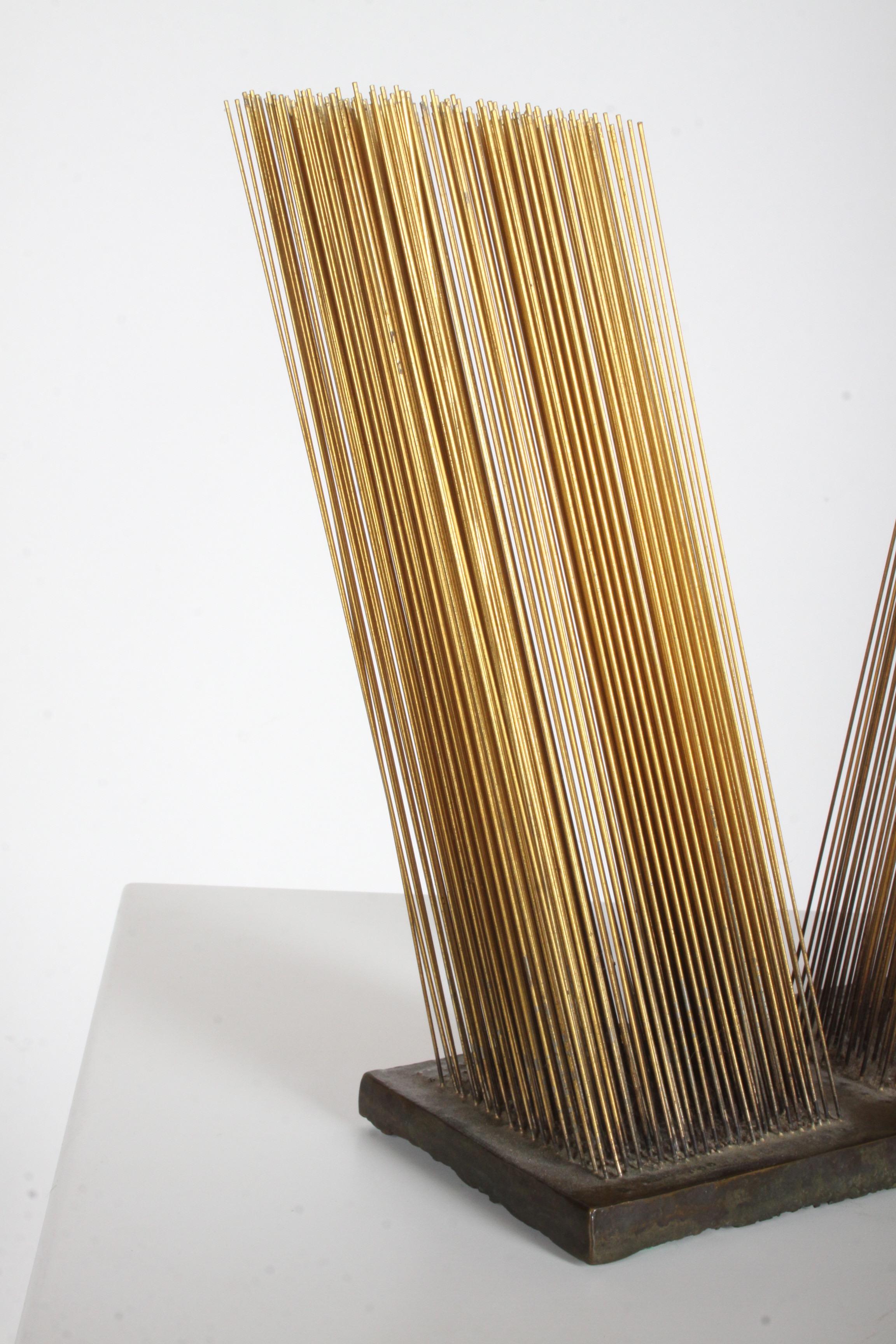  Harry Bertoia Gold Plated Bronze Diagonal Double Tonal Sonambient Sculpture In Good Condition For Sale In St. Louis, MO