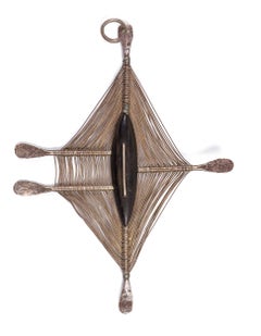 Harry Bertoia Hand-Forged Silver, Ebony and Silver Wire Pendant, USA 1942