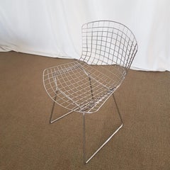 Harry Bertoia Italian Steel Wire Side Chair with Red Cushion, Mid-Century Modern