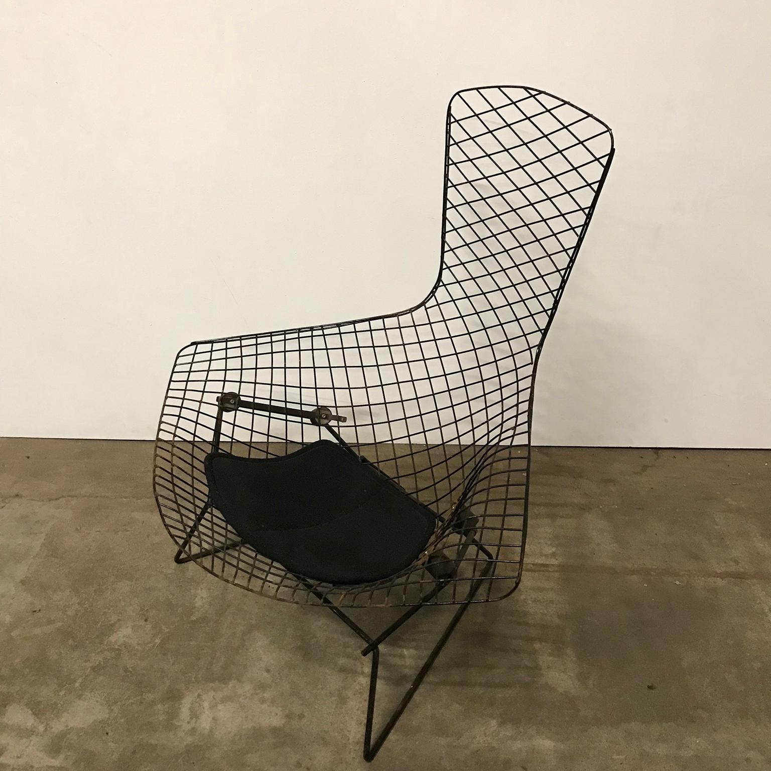 1952, Harry Bertoia for, Knoll International, Large Bird Chair in Black For Sale 2