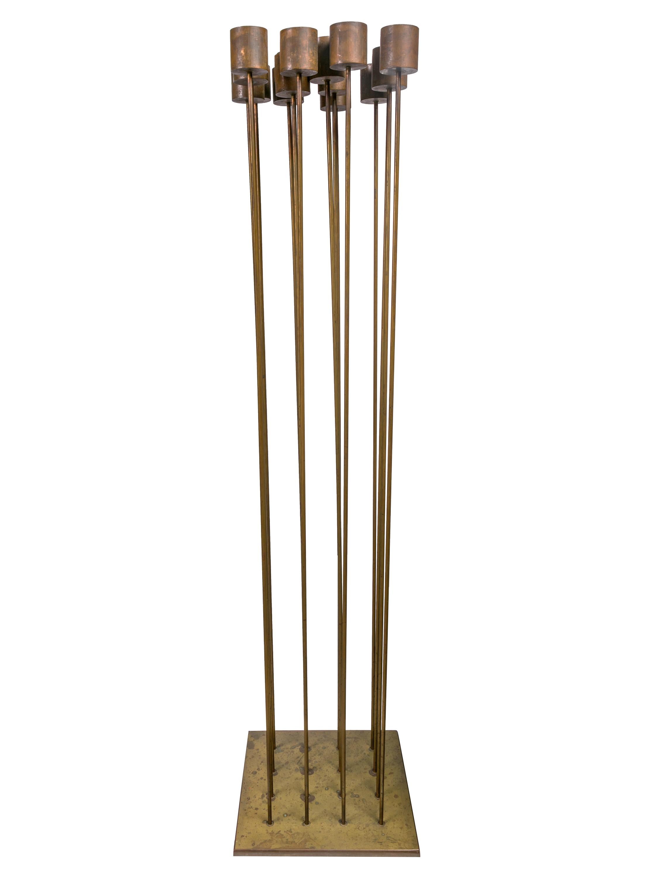 An outstanding example of Bertoia's highly sought after sonambient sculptures. This piece has both significant height and density of rods with the addition of the impressive knockers at the top of the rods. It is also made from beryllium copper