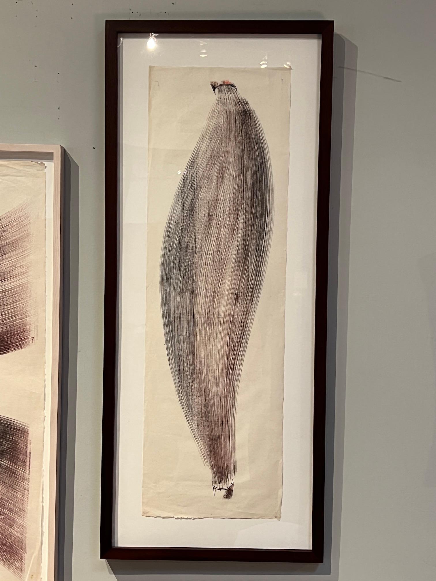 After an intense day of casting and welding mid-century artist Harry Bertoia (American, born Italian. 1915-1978) would unwind by creating one-of-a-kind prints, laying rice paper on a blank inked plate and manipulating the image from the back side of