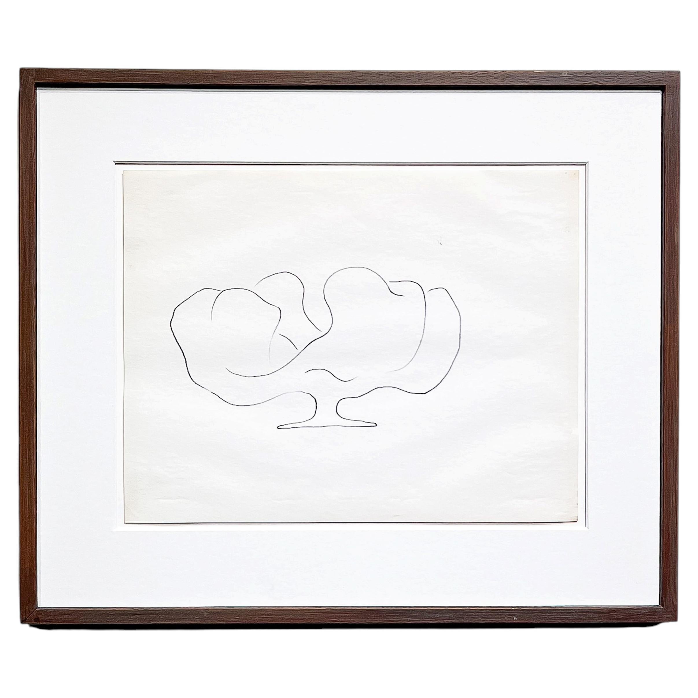 HARRY BERTOIA Original pen drawing, Mushroom, 1960s For Sale