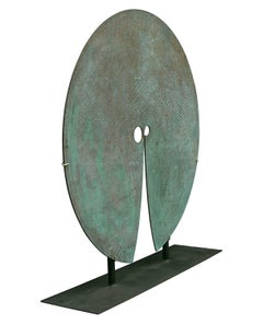 Scultura di gong in bronzo massiccio patinato di Harry Bertoia, USA, anni '70