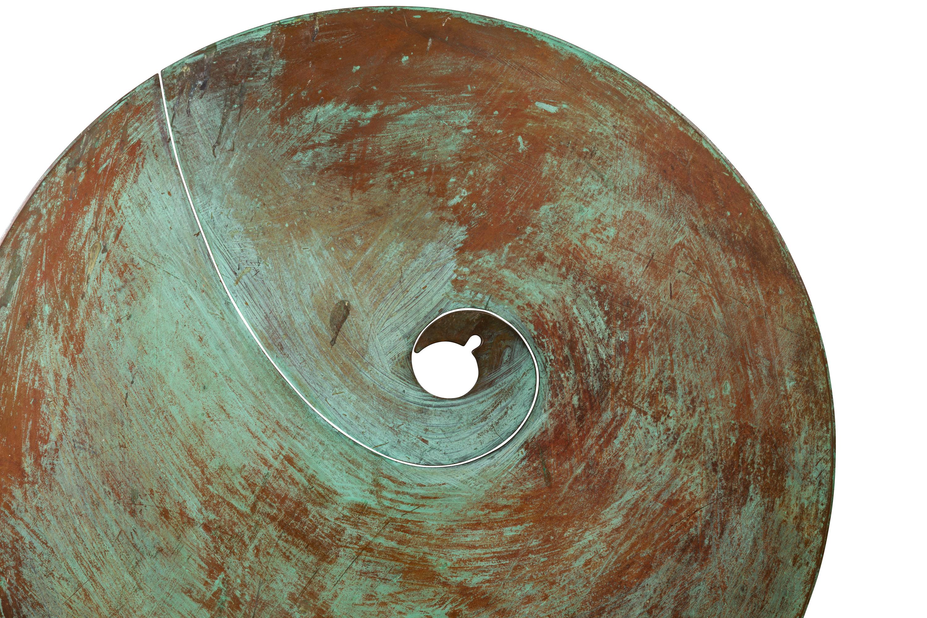 American Harry Bertoia Patinated Solid Bronze Gong Sculpture, USA 1970s
