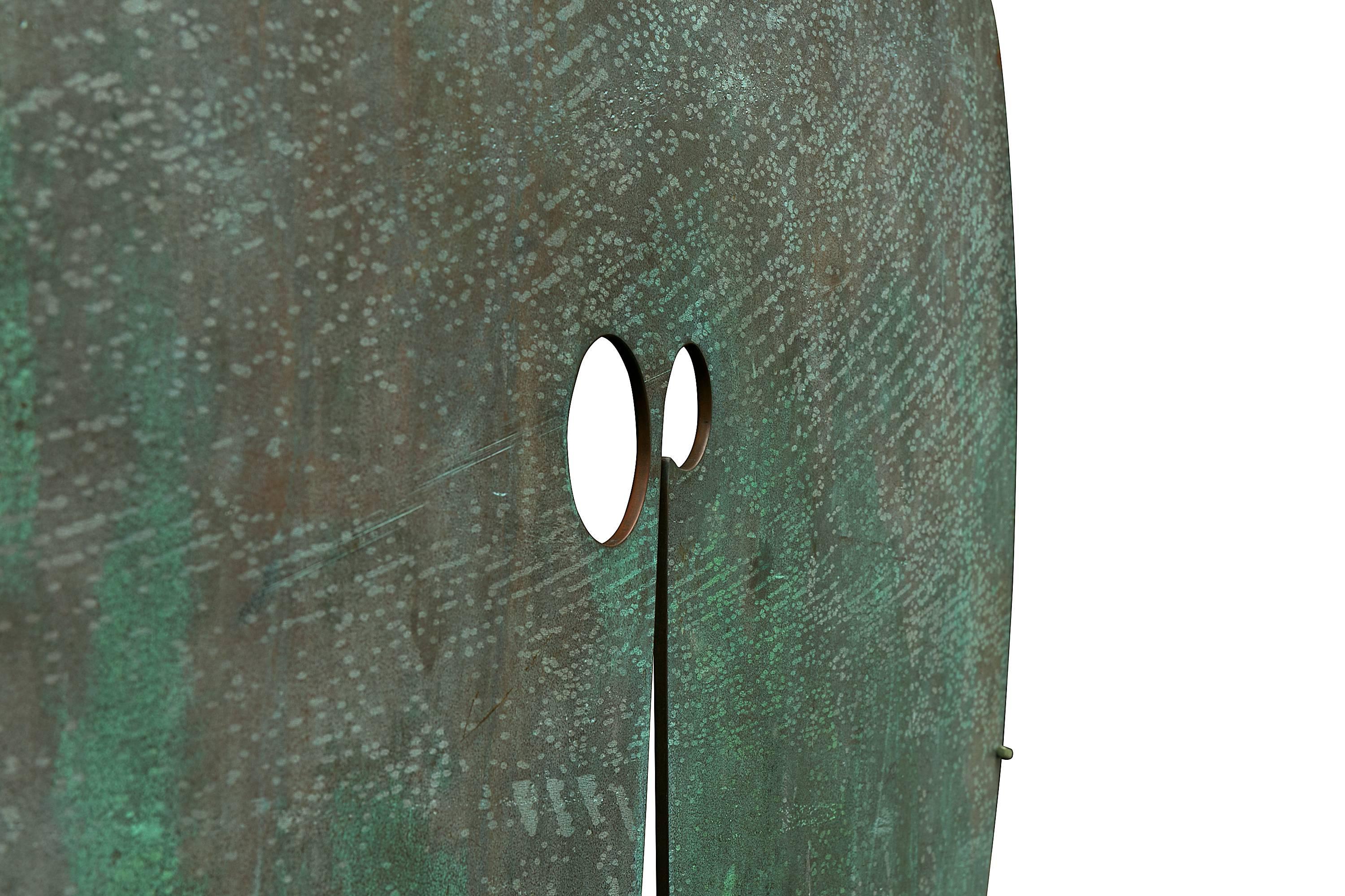 Harry Bertoia Patinated Solid Bronze Gong Sculpture, USA, 1970s In Excellent Condition In New York, NY