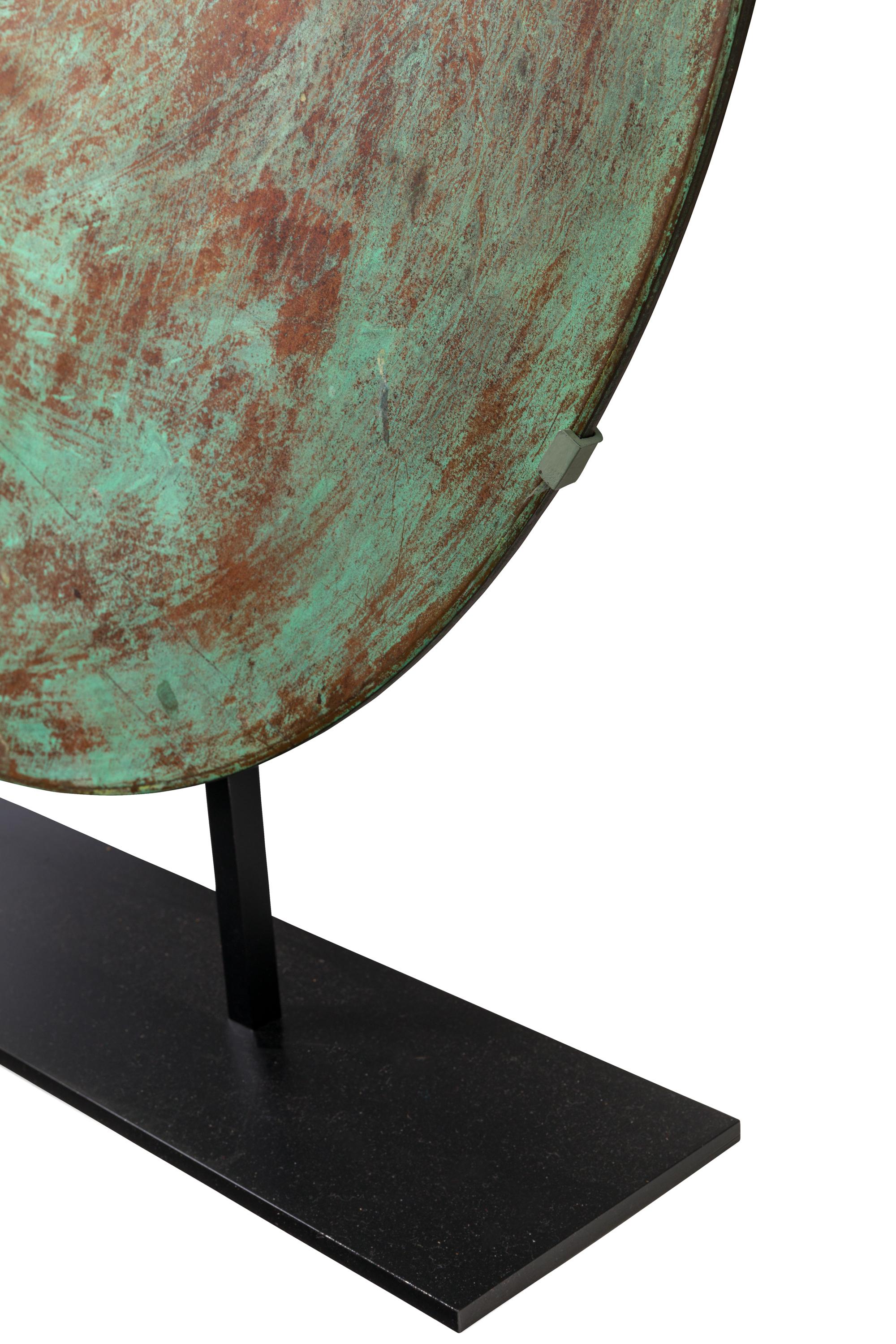 Harry Bertoia Patinated Solid Bronze Gong Sculpture, USA 1970s 1
