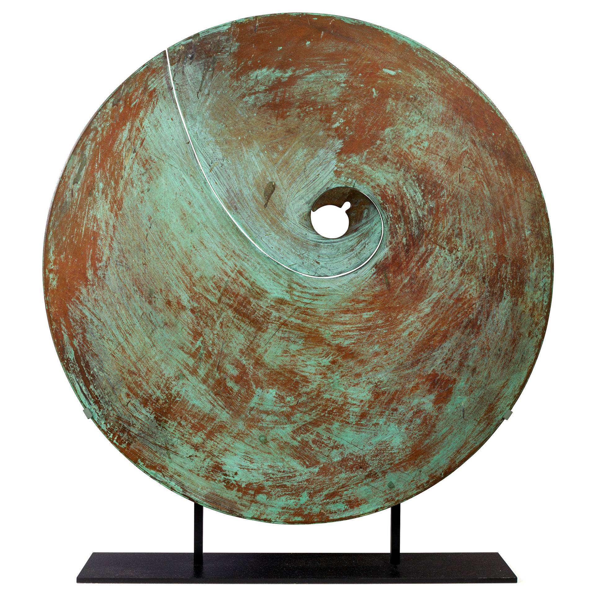 Harry Bertoia Patinated Solid Bronze Gong Sculpture, USA 1970s