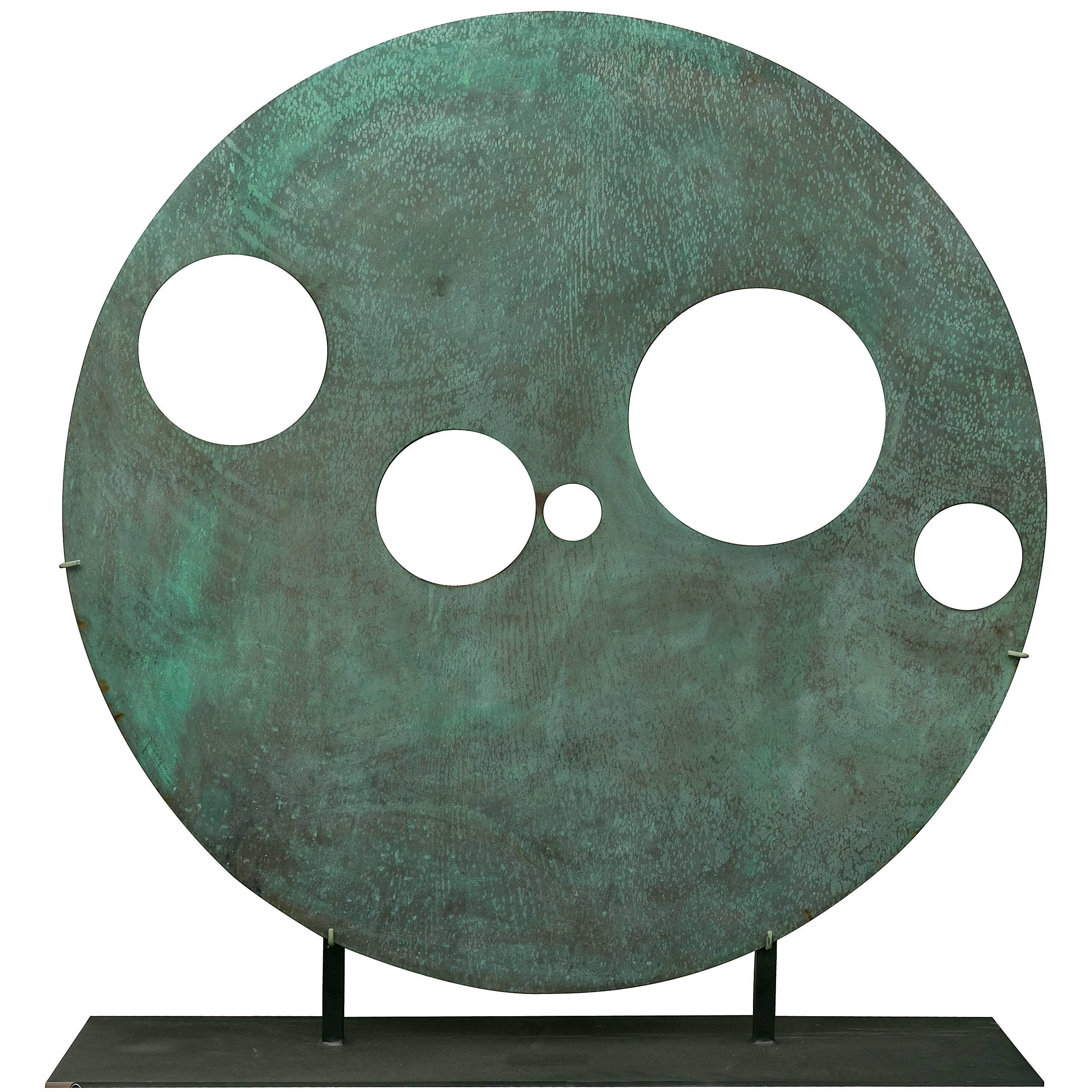 Harry Bertoia Patinated Solid Bronze Gong Sculpture, USA, 1970s
