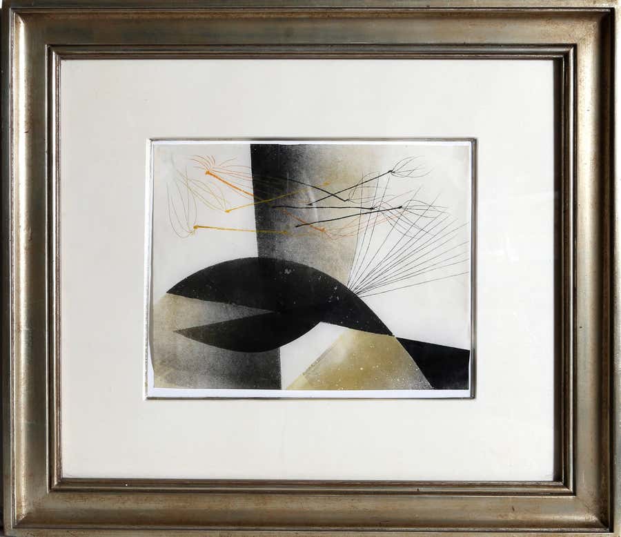 untitled 1, Framed Abstract Monoprint by Harry Bertoia