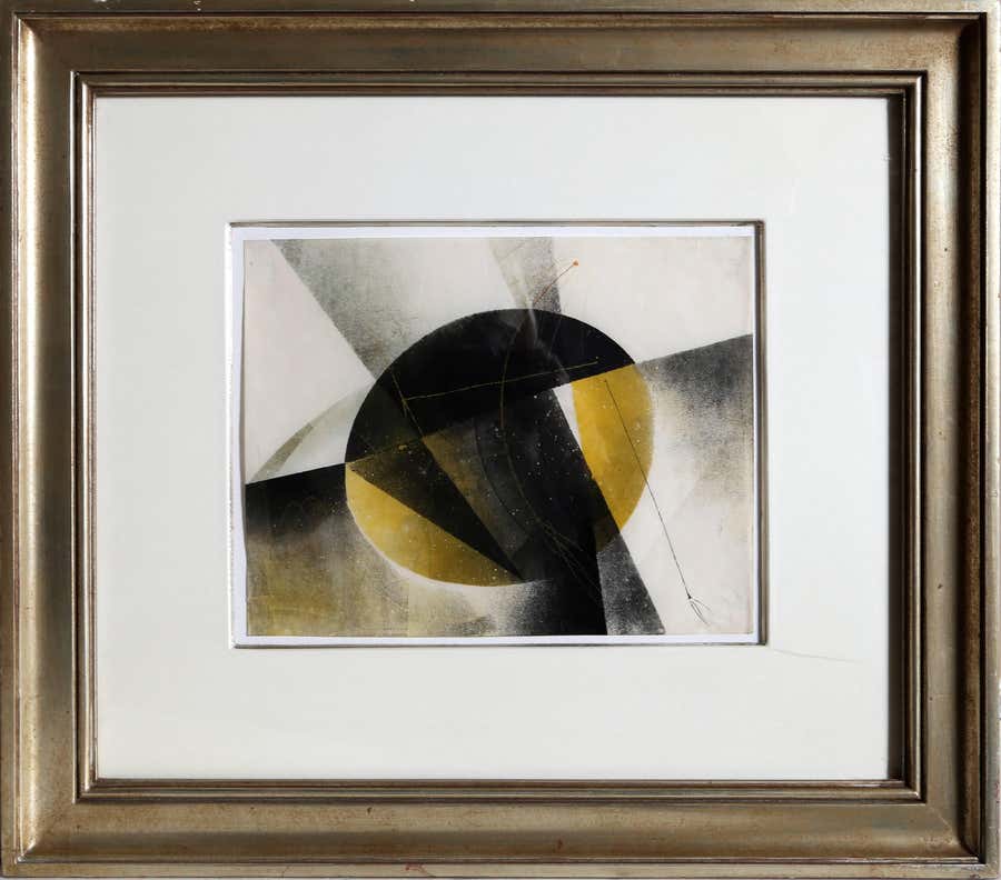 Untitled 2, Abstract Geometric Framed Monoprint by Harry Bertoia